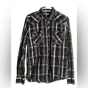 Reclaim men’s cotton plaid button down shirt Sz Medium